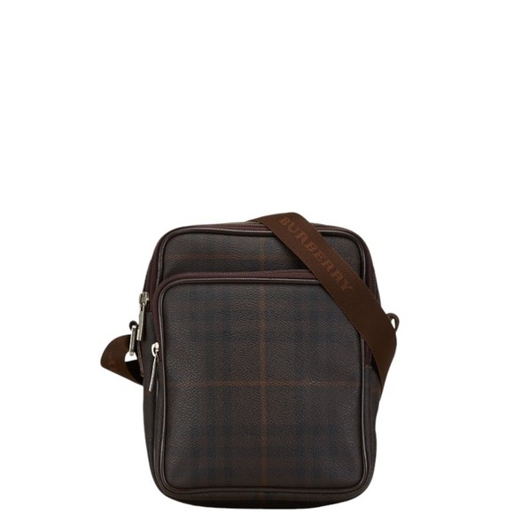 Burberry Check Shoulder Bag Brown PVC Leather Women's BURBERRY - Picture 1 of 7